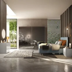 Armadio 275x240h cm 2 ante scorrevoli con specchio fumè bianco lucido Brilly