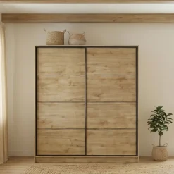 Armadio 180x200h cm 2 ante scorrevoli moderno quercia Tamika