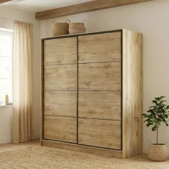 Armadio 180x200h cm 2 ante scorrevoli moderno quercia Tamika