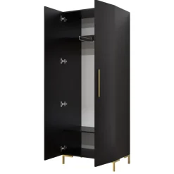 Armadio 74x196h cm 2 ante soggiorno moderno nero oro Nuvia