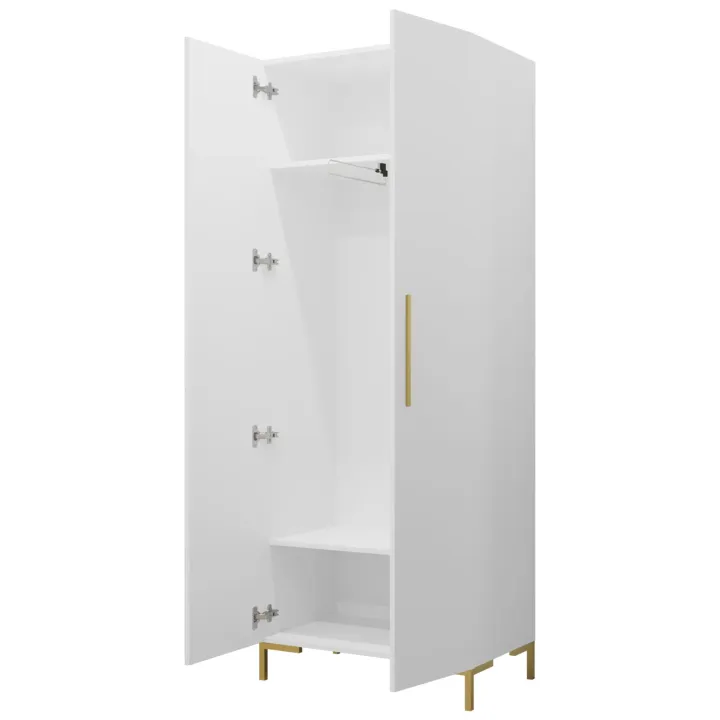 Armadio 74x196h cm 2 ante soggiorno moderno bianco oro Nuvia