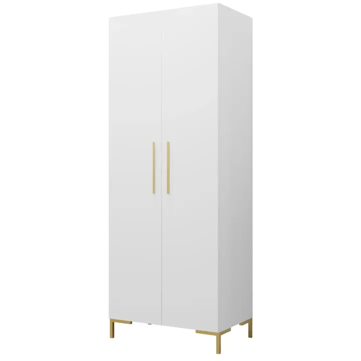 Armadio 74x196h cm 2 ante soggiorno moderno bianco oro Nuvia