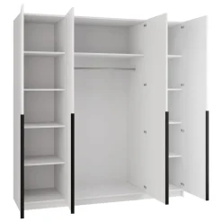 Armadio 200x215h cm 4 ante 2 specchi moderno bianco nero Glammy 4