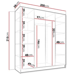 Armadio 200x215h cm 4 ante 2 specchi moderno bianco oro Glammy 4
