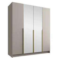 Armadio 200x215h cm 4 ante 2 specchi moderno beige oro Glammy 4