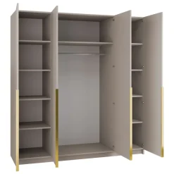 Armadio 200x215h cm 4 ante 2 specchi moderno beige oro Glammy 4