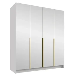 Armadio 200x215h cm 4 ante 4 specchi moderno bianco oro Glammy 4