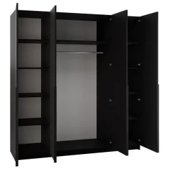 Armadio 200x215h cm 4 ante 4 specchi moderno nero Glammy 4