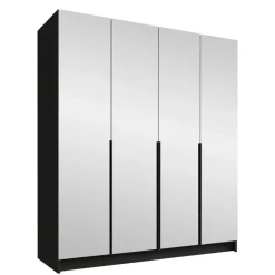 Armadio 200x215h cm 4 ante 4 specchi moderno nero Glammy 4