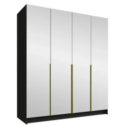 Armadio 200x215h cm 4 ante 4 specchi moderno nero oro Glammy 4