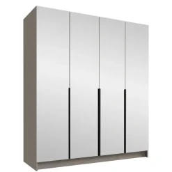 Armadio 200x215h cm 4 ante 4 specchi moderno beige nero Glammy 4