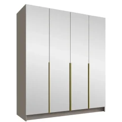 Armadio 200x215h cm 4 ante 4 specchi moderno beige oro Glammy 4