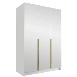 Armadio 150x215h cm 3 ante 3 specchi moderno bianco oro Glammy 3