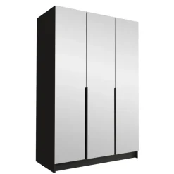Armadio 150x215h cm 3 ante 3 specchi moderno nero Glammy 3
