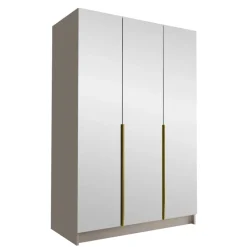 Armadio 150x215h cm 3 ante 3 specchi moderno beige oro Glammy 3