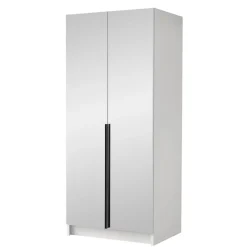 Armadio 100x215h cm 2 ante 2 specchi moderno bianco nero Glammy 2