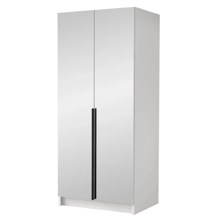 Armadio 100x215h cm 2 ante 2 specchi moderno bianco nero Glammy 2