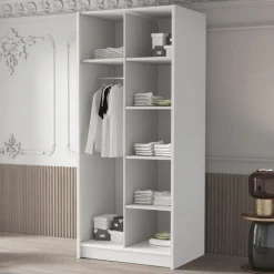 Armadio 100x215h cm 2 ante 2 specchi moderno bianco oro Glammy 2
