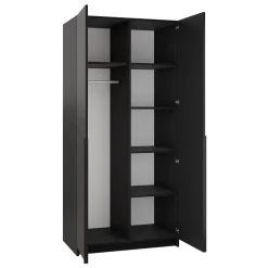 Armadio 100x215h cm 2 ante 2 specchi moderno nero Glammy 2