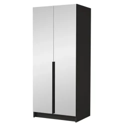 Armadio 100x215h cm 2 ante 2 specchi moderno nero Glammy 2