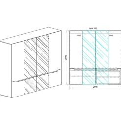 Armadio 200x209h cm 4 ante specchio bianco lucido Twilight