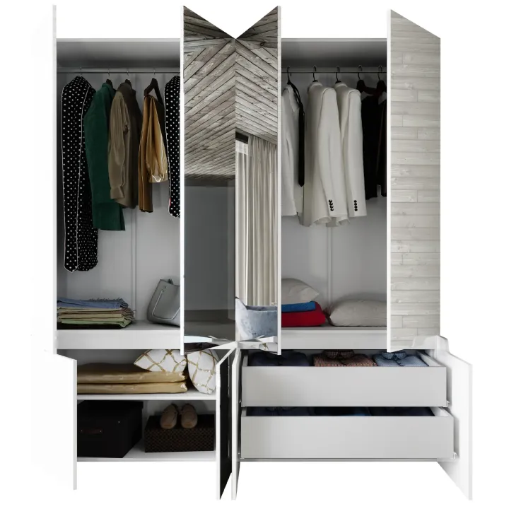 Armadio 200x209h cm 4 ante specchio bianco lucido Twilight