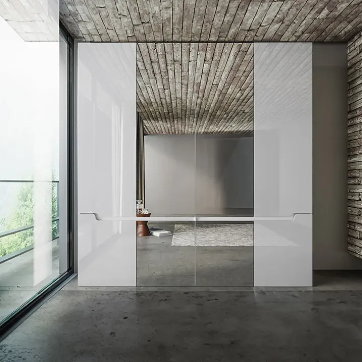 Armadio 200x209h cm 4 ante specchio bianco lucido Twilight