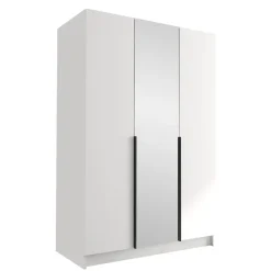 Armadio 150x215h cm 3 ante 1 specchio moderno bianco nero Glammy 3