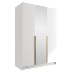 Armadio 150x215h cm 3 ante 1 specchio moderno bianco oro Glammy 3