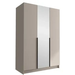 Armadio 150x215h cm 3 ante 1 specchio moderno beige nero Glammy 3