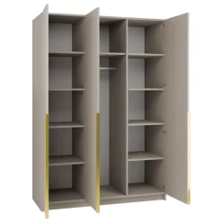 Armadio 150x215h cm 3 ante 1 specchio moderno beige oro Glammy 3