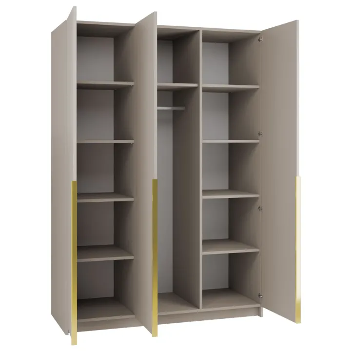 Armadio 150x215h cm 3 ante 1 specchio moderno beige oro Glammy 3