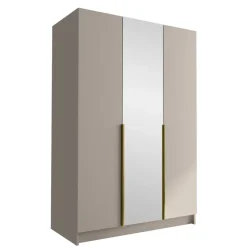 Armadio 150x215h cm 3 ante 1 specchio moderno beige oro Glammy 3