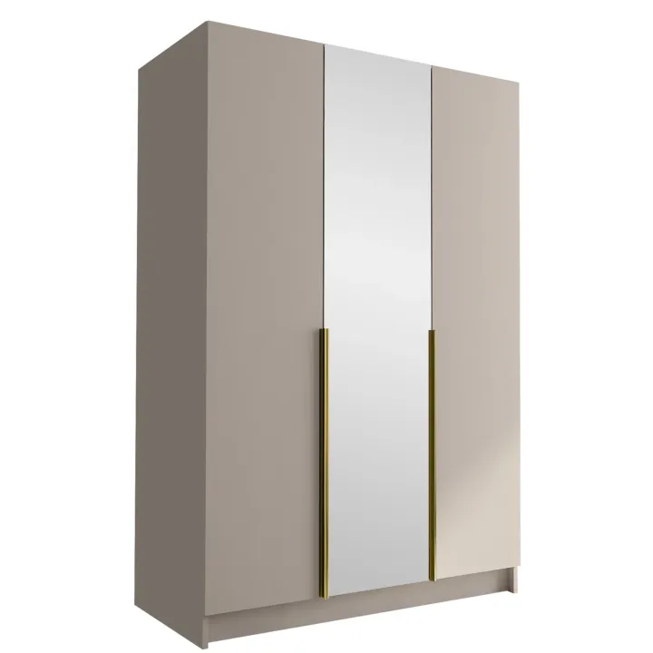 Armadio 150x215h cm 3 ante 1 specchio moderno beige oro Glammy 3