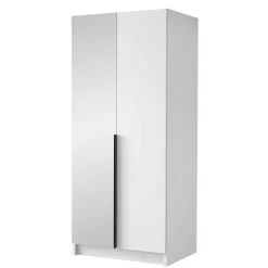 Armadio 100x215h cm 2 ante 1 specchio moderno bianco nero Glammy 2