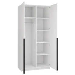 Armadio 100x215h cm 2 ante 1 specchio moderno bianco nero Glammy 2