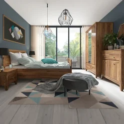 Armadio 144x202h cm 3 ante specchio rovere scuro Lucca
