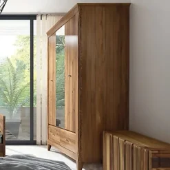 Armadio 144x202h cm 3 ante specchio rovere scuro Lucca
