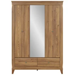 Armadio 144x202h cm 3 ante specchio rovere scuro Lucca