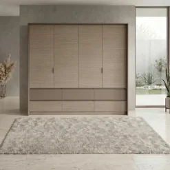 Armadio 240x220h cm 6 cassetti 2 ante a libro rovere scuro marrone Rebecca