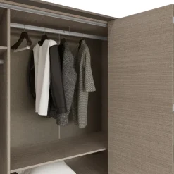 Armadio 240x220h cm 6 cassetti 2 ante a libro rovere scuro marrone Rebecca