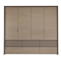 Armadio 240x220h cm 6 cassetti 2 ante a libro rovere scuro marrone Rebecca