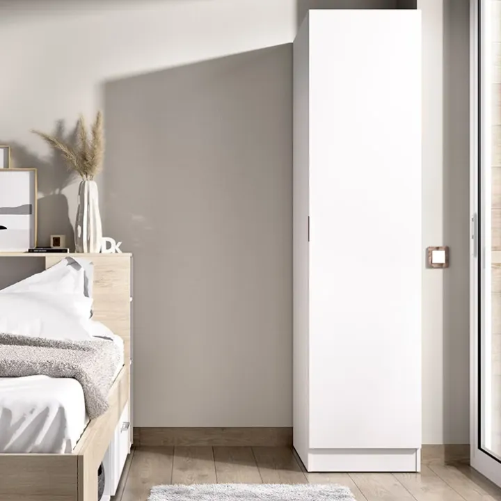 Armadio 41x184h cm con barra appendiabiti legno bianco Juan