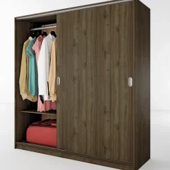 Armadio 180x191h cm due ante scorrevoli moderno noce Morante