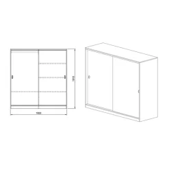 Armadio 180x191h cm due ante scorrevoli moderno noce Morante