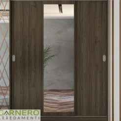 Armadio 150x191h cm scorrevole con specchio noce Collodi