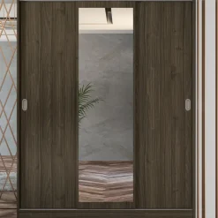 Armadio 150x191h cm scorrevole con specchio noce Collodi