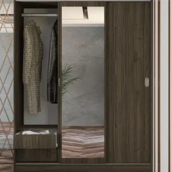 Armadio 150x191h cm scorrevole con specchio noce Collodi