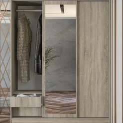 Armadio 150x191h cm scorrevole con specchio rovere sonoma Collodi
