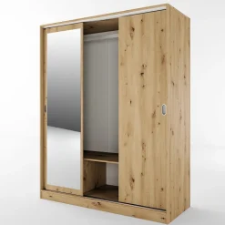 Armadio 150x191h cm scorrevole con specchio rovere rustico Collodi